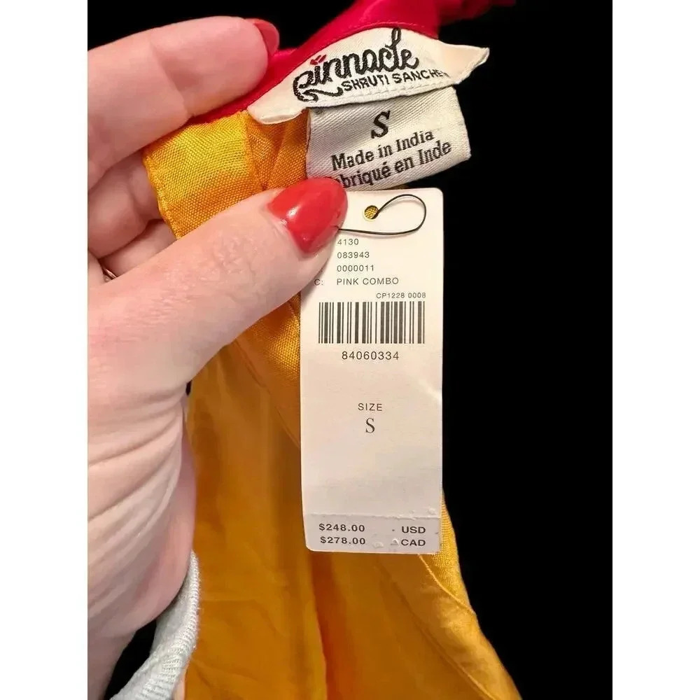 NEW- NWT Anthropologie Shruti Sancheti Colorblock Ruffle Maxi Dress | Size S - Picture 10 of 11
